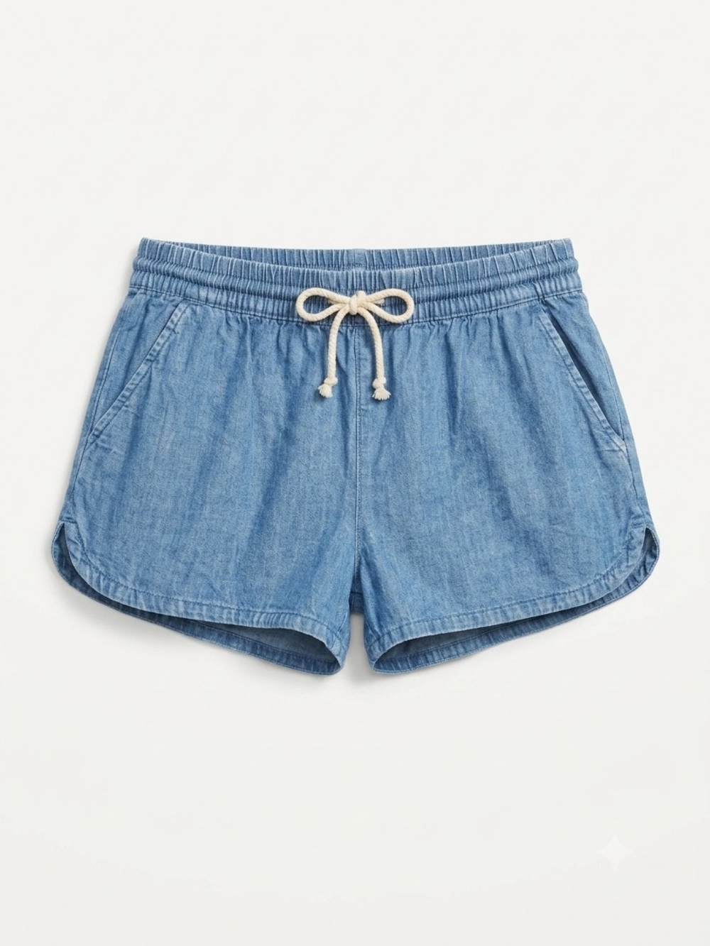 Aerie  Chambray Drawstring Shorts Blue Pull-On Elastic Waist Casual Summer Short